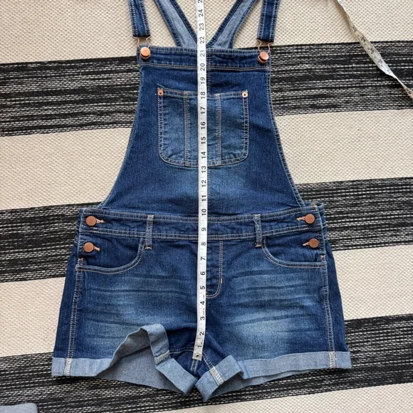 No Boundaries Overalls Womens Blue Denim Short‎ Jumpsuit Size L(11-13) - Picture 6 of 10
